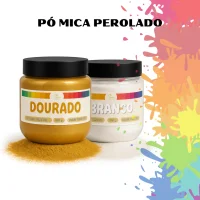 Pigmento Pó Mica Perolado Branco e Dourado para Resinas Epóxi Artesanato Maquiagem