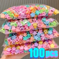 20/100Pcs Garras De Cabelo Pequenas E Coloridas Garotas Estrela Fofa Coração Mickey Clipes Acessórios Kids Cartoons