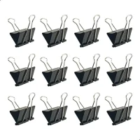 Kit 12 Unidades Clips Borboleta Prendedor De Papel Binder 15/19/25/32/41/51mm Preto
