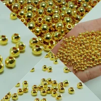 Lindas até 600 miçangas 4mm abs douradas e prata  p/ bijuteria colar pulseira brinco e artesanato
