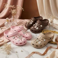 Sandália Feminina Chinelos de Praia Com Enfeites Luxo Confortável Eva